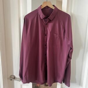 Men’s Lululemon Long Sleeve Button-Up Shirt Size XL – Red Maroon